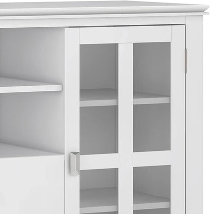 SIMPLIHOME Artisan SOLID WOOD 53 Inch Wide Contemporary TV Media Stand in White for TVs up to 60 Inches, For the Living Room and Entertainment Center
