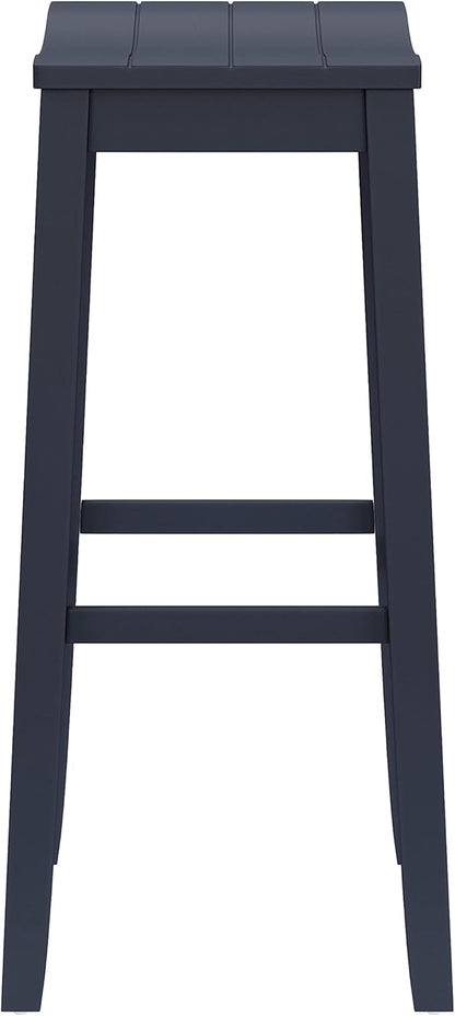 Hillsdale Fiddler Wood Backless Bar Height Stool with Saddle-Style Seat, Navy