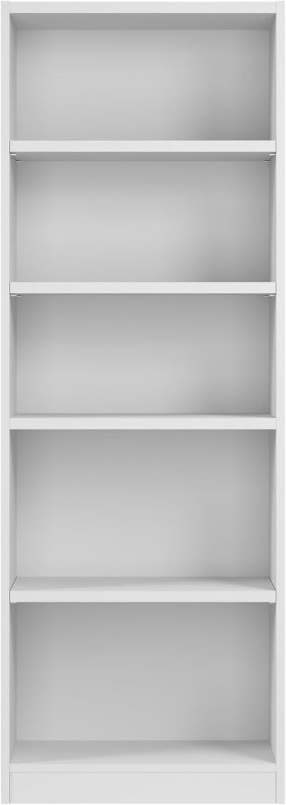 Bush Furniture Universal 25W Tall 5 Shelf Bookcase in White, Vertical Storage and Display Bookshelf for Home Office or Living Room Organization