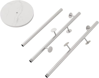 Silver Coat Racks, Metal Coat Rack Freestanding with Hooks, Entryway Coat Rack Stand, Coat Racks with Marble Base, Coat Tree for Hanging Clothes, Hats, Bags