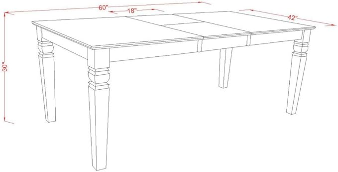 East West Furniture WEIP7-LWH-W 7 Piece Dining Table Set Consist of a Rectangle Dining Room Table with Butterfly Leaf and 6 Wooden Seat Chairs, 42x60 Inch, Linen White