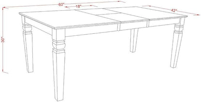 East West Furniture WEIP7-LWH-W 7 Piece Dining Table Set Consist of a Rectangle Dining Room Table with Butterfly Leaf and 6 Wooden Seat Chairs, 42x60 Inch, Linen White