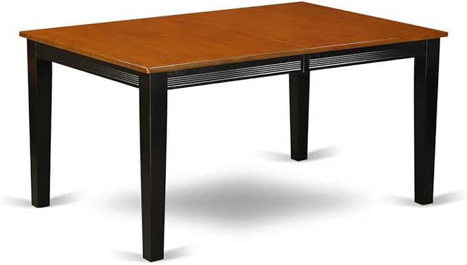 East West Furniture QUNI9-BCH-W 9 Piece Dining Room Table Set Includes a Rectangle Kitchen Table with Butterfly Leaf and 8 Dining Chairs, 40x78 Inch, Black & Cherry