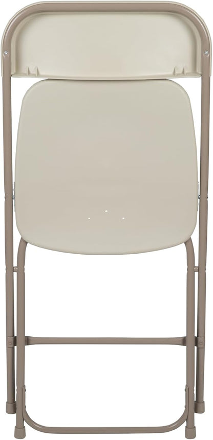 Flash Furniture Hercules Series Plastic Folding Chairs for Parties and Weddings, Stackable Commercial Event Seats, Set of 10, Beige