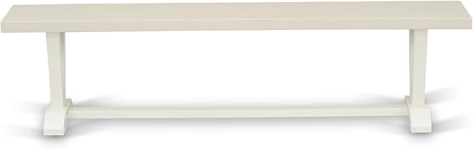 East West Furniture V027MZ001-6 6 Piece Dining Set Contains a Rectangle Dining Room Table with V-Legs and 4 Cream Linen Fabric Upholstered Chairs with a Bench, 40x72 Inch, Multi-Color