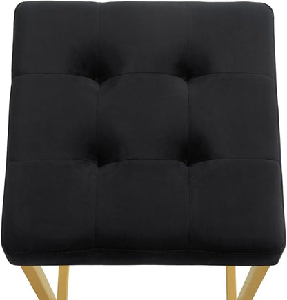 24KF Contemporary Counter Height Bar Stool Set of 2 for Kitchen Island, 26" H Velvet Padded Gold Barstool Bar Chair,5066-Black