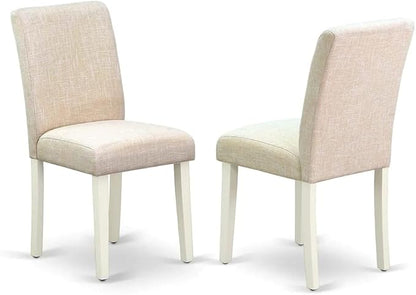 East West Furniture VAAB9-LWH-02 9 Piece Dining Room Set Includes an Oval Wooden Table with Butterfly Leaf and 8 Light Beige Linen Fabric Parson Dining Chairs, 40x76 Inch, Linen White