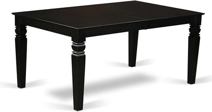 East West Furniture LGX19-BLK-24 -9 Piece Dining Set Includes a Rectangular Kitchen Table with Black Tabletop and 8 Stackable Polyester Fabric Chairs, Black