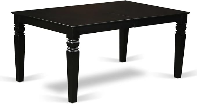 East West Furniture LGX15-BLK-24 -5 Piece Dining Set Includes a Rectangular Kitchen Table with Black Tabletop and 4 Stackable Polyester Fabric Chairs, Black