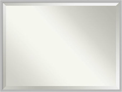 Amanti Art Silver Bathroom Mirror for Over Sink, 31x41 Hera Chrome Rectangle Vanity Mirror, X-Large Modern Frame, Hangs Horizonally and Vertically, Bathroom Wall Decor, Beveled Edge from WI, USA
