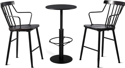 Diwhy Industrial Pub Table 23.6" Iron Round Desktop 37.4" Height Cast Iron Bar Table Black