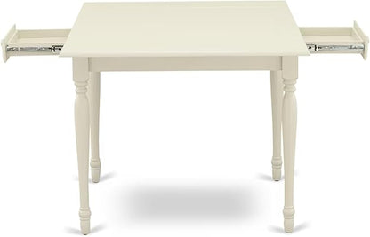 East West Furniture MZCL5-LWH-W 5 Piece Dinette Set for 4 Includes a Rectangle Dining Room Table with Dropleaf and 4 Dining Chairs, 36x54 Inch, Linen White