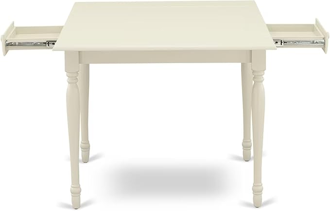 East West Furniture MZBA5-LWH-01 5 Piece Dinette Set Includes a Rectangle Dining Room Table with Dropleaf and 4 Cream Linen Fabric Upholstered Parson Chairs, 36x54 Inch, Linen White