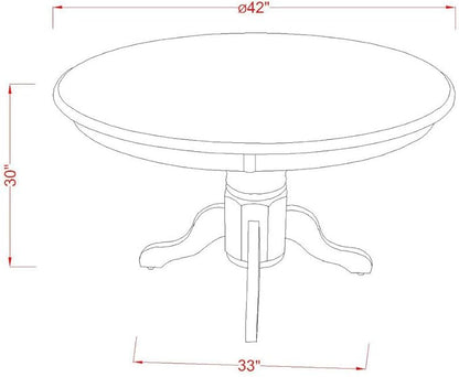 East West Furniture SHEN3-LWH-06 3 Piece Dining Set Contains a Round Kitchen Table with Pedestal and 2 Dark Shitake Linen Fabric Parson Dining Chairs, 42x42 Inch, Linen White