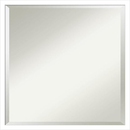 Amanti Art White Bathroom Mirror for Over Sink, 22x22 Svelte White Square Vanity Mirror, Medium Modern Contemporary Wood Frame, Hangs Horizonally and Vertically, Bathroom Wall Decor, Beveled Edge