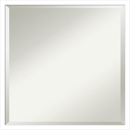 Amanti Art White Bathroom Mirror for Over Sink, 22x22 Svelte White Square Vanity Mirror, Medium Modern Contemporary Wood Frame, Hangs Horizonally and Vertically, Bathroom Wall Decor, Beveled Edge