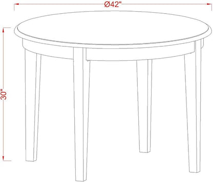 East West Furniture BOAD3-LWH-LC 3 Piece Dining Table Set for Small Spaces Contains a Round Kitchen Table and 2 Faux Leather Kitchen Dining Chairs, 42x42 Inch, Linen White