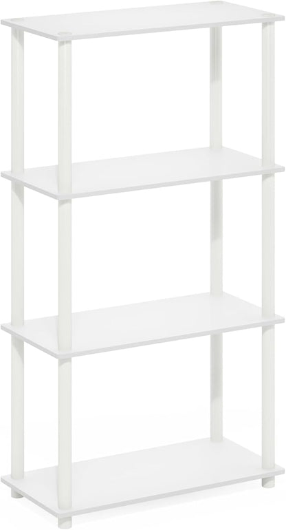 Furinno Turn-N-Tube 4-Tier Multipurpose Shelf Display Rack, White/White