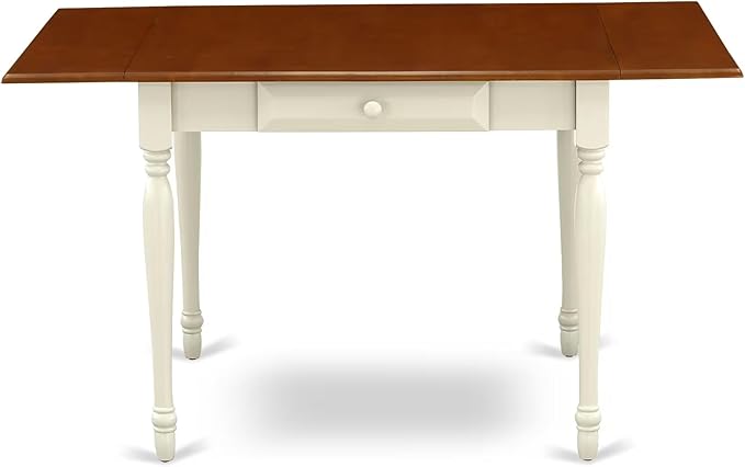East West Furniture MZCL3-WHI-W 3 Piece Dining Room Table Set Contains a Rectangle Kitchen Table with Dropleaf and 2 Dining Chairs, 36x54 Inch, Buttermilk & Cherry