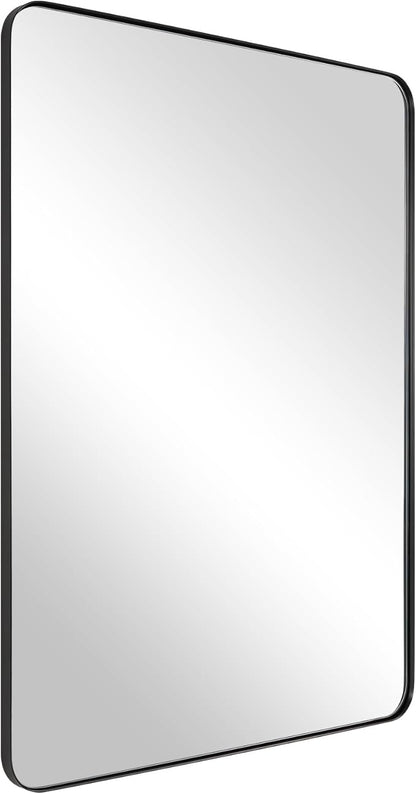 ANDY STAR Wall Mirror for Bathroom, Mirror for Wall with Black Metal Frame 22" X 30", Decorative Wall Mirrors for Living Room,Bedroom, Glass Panel Rounded Corner Hangs Horizontal Or Vertical