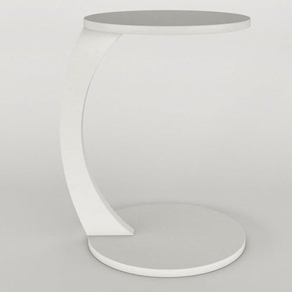 C Shaped End Table for Couch Small Places, Space Saver Round Side Table for Sofa and Bedside with Wheel, Coffee and Eating Snack Time Tray for Living Room, Office (White)