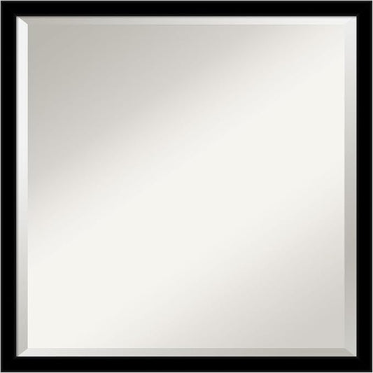 Amanti Art Black Bathroom Mirror for Over Sink, 22x22 Jet Black Square Vanity Mirror, Medium Modern Contemporary Frame, Hangs Horizonally and Vertically, Bathroom Wall Decor, Beveled Edge