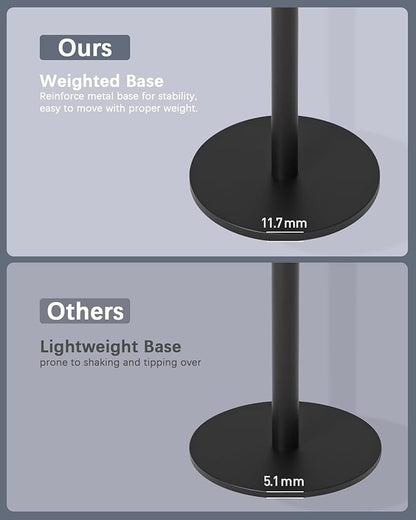 Drink Table, Small Pedestal Side Table, Round Cocktail Table, Circle End Table with Metal Base, for Small Spaces, Faux Marble, Black