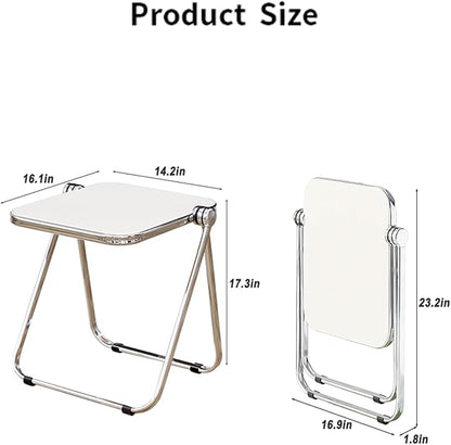 16.2" × 14.1" Acrylic Folding Table, Small Lightweight End Table for Living Room, Bedroom and Small Room, Sturdy Metal Frame with No Assembly Required, Space-Saving Storage Design (Grey)