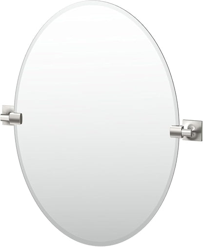 Gatco 5599 Waterline Frameless Oval Mirror, 26.5 Inch, Satin Nickel