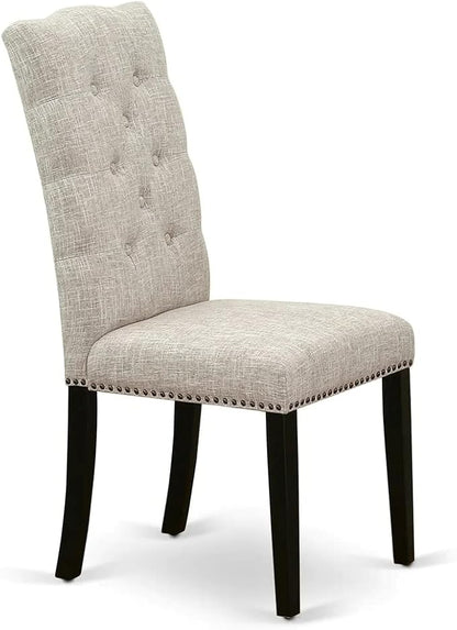East West Furniture X627EL635-6 6 Piece Dining Table Set Contains a Rectangle Dining Room Table with X-Legs and 4 Doeskin Linen Fabric Parson Chairs with a Bench, 40x72 Inch, Multi-Color