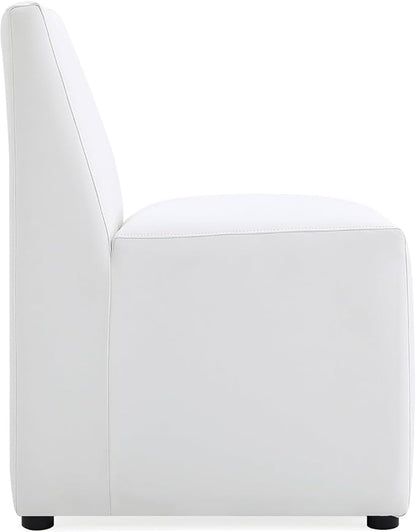Manhattan Comfort Anna Square Modern Dining Chair with Head to Toe Faux Leather Upholstery and Plastic Foot Padding, Luxury Accent Furniture, Set of 2, Cream