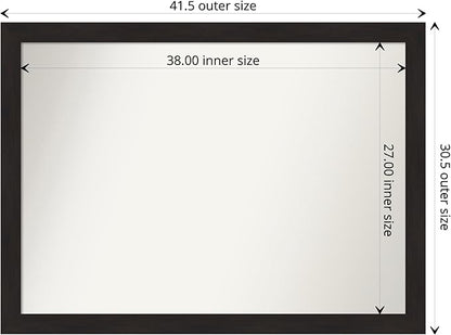Amanti Art Brown Bathroom Mirror for Over Sink, 33x44 Furniture Espresso Rectangle Vanity Mirror, X-Large Casual Frame, Hangs Horizonally and Vertically, Bathroom Wall Decor, Non-Beveled Edge
