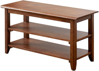 XKZG Storage Bench Wooden Shoe Rack Bench Rustic Solid Wood Entryway Bench (Brown,31.5")