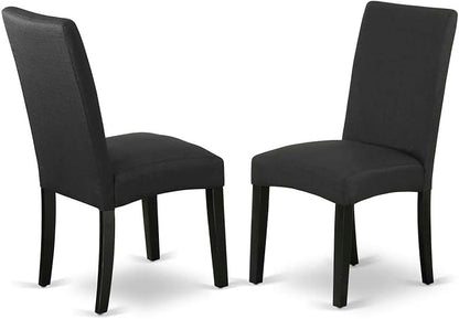 East West Furniture AMDA3-BCH-C 3 Piece Kitchen Table Set for Small Spaces Contains a Round Dining Room Table with Pedestal and 2 Linen Fabric Upholstered Chairs, 36x36 Inch, Black & Cherry