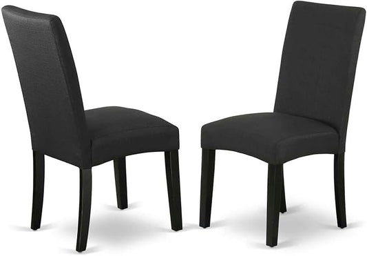 East West Furniture AMDA3-BCH-C 3 Piece Kitchen Table Set for Small Spaces Contains a Round Dining Room Table with Pedestal and 2 Linen Fabric Upholstered Chairs, 36x36 Inch, Black & Cherry