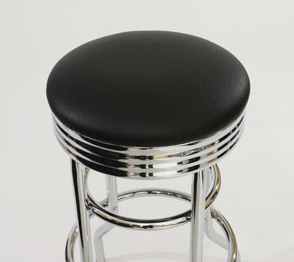 TRINITY Heavy Duty 30-Inch Backless Swivel Bar Stool for Kitchen, Garage, or Workshop, Chrome Finish with Faux Leather Seat, 2 Pack, Black