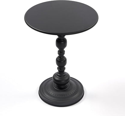Drink Table for Small Spaces, Martini Table Cocktail Tables Drink Stand, Modern Small Side Pedestal Table, Accent End Metal Round Coffee Table for Living Room, Bedroom, Patio, Bar, Black