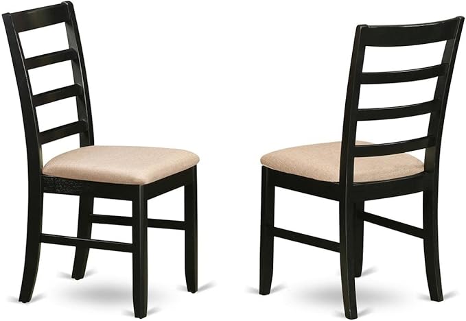 East West Furniture SUPF3-BCH-C 3 Piece Dining Room Table Set Contains a Round Kitchen Table with Dropleaf & Shelves and 2 Linen Fabric Upholstered Chairs, 42x42 Inch, Black & Cherry