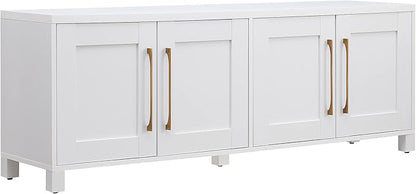 Henn&Hart Rectangular TV Stand for TV's up to 80" in White, TV Stands for the Living Room