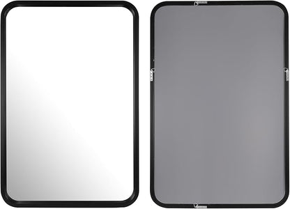WallBeyond 20x30 Inch Wood Mirror for Bathroom, Wooden Frame Wall Mirror Farmhouse Wall Mounted Rectangle Mirror for Vanity (Horizontal/Vertical Black Color)