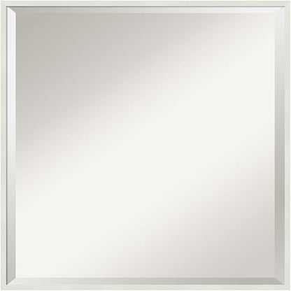 Amanti Art White Bathroom Mirror for Over Sink, 21x21 Lucie White Square Vanity Mirror, Medium Modern Wood Frame, Hangs Horizonally and Vertically, Bathroom Wall Decor, Beveled Edge from WI, USA