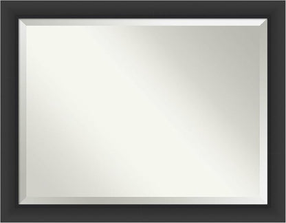 Amanti Art Black Bathroom Mirror for Over Sink, 36x46 Sloped Black Rectangle Vanity Mirror, X-Large Modern Contemporary Frame, Hangs Horizonally and Vertically, Bathroom Wall Decor, Beveled Edge