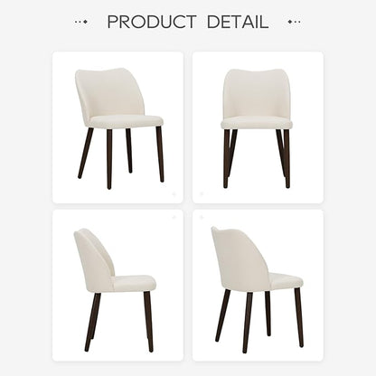 COLAMY Upholstered Dining Chairs Set of 6, Modern Fabric Dining Room Kitchen Side Chair with Padded Seat and Wood Legs for Restaurant/Cafe, Beige