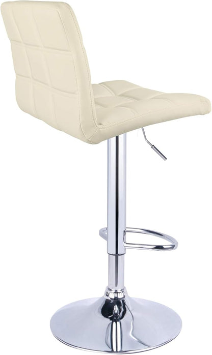 Leopard Modern Square PU Leather Adjustable Bar Stools with Back,Set of 2, Counter Height Swivel Stool (Beige)