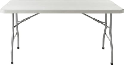 Office Star Resin Multipurpose Rectangle Folding Table for Indoor or Outdoor Use, 5 Feet Light Gray