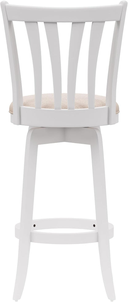 Hillsdale 29.5" Savana Wood Swival Bar Height Stool, White