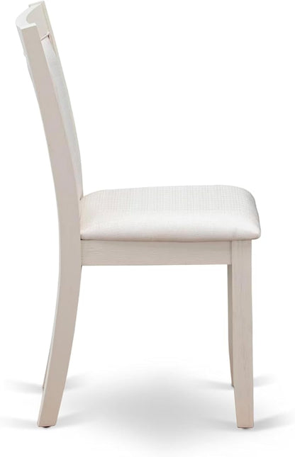 East West Furniture V027MZ001-6 6 Piece Dining Set Contains a Rectangle Dining Room Table with V-Legs and 4 Cream Linen Fabric Upholstered Chairs with a Bench, 40x72 Inch, Multi-Color