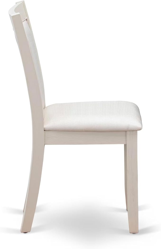 East West Furniture V027MZ001-7 7 Piece Dining Set Consist of a Rectangle Dining Room Table with V-Legs and 6 Cream Linen Fabric Upholstered Parson Chairs, 40x72 Inch, Multi-Color
