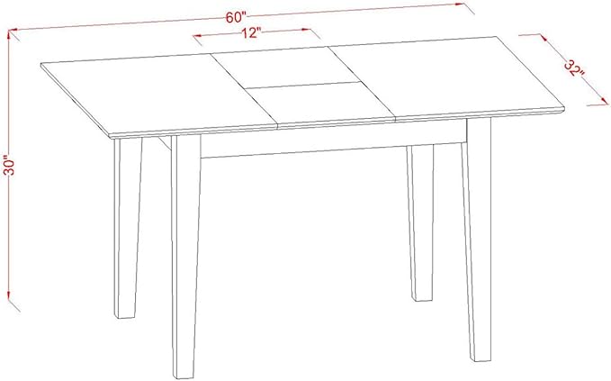 East West Furniture PSCL5-MAH-C 5 Piece Modern Dining Table Set Includes a Rectangle Wooden Table with Butterfly Leaf and 4 Linen Fabric Kitchen Dining Chairs, 32x60 Inch, Mahogany