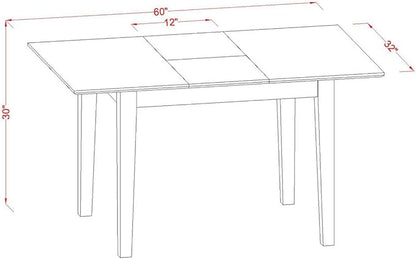 East West Furniture PSCL5-MAH-W 5 Piece Dining Room Table Set Includes a Rectangle Kitchen Table with Butterfly Leaf and 4 Dining Chairs, 32x60 Inch, Mahogany